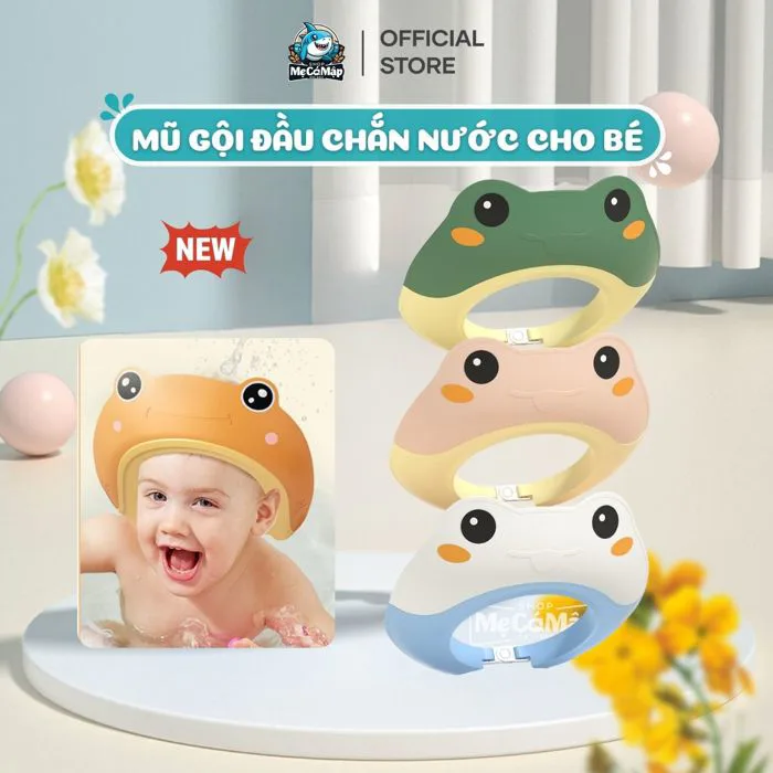 Mũ tắm chống nước cho bé hình ếch đáng yêu, xinh xắn