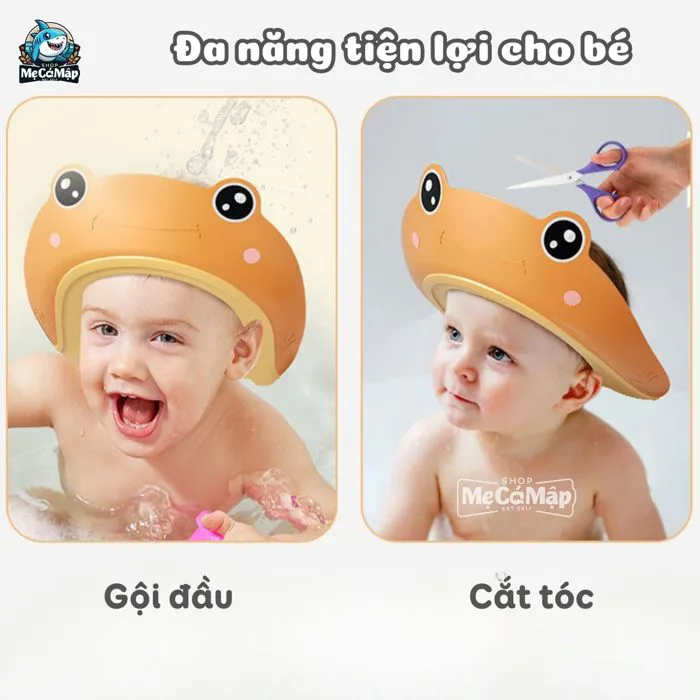 Mũ tắm chống nước cho bé hình ếch đáng yêu, xinh xắn