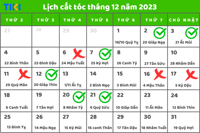 Ngày Tốt Cắt Tóc Tháng 12/2023 Tốt: Đón Tài Lộc, Rước May Mắn | TIKI