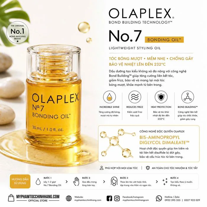 Tinh dầu dưỡng tóc phục hồi OLAPLEX số 7 (Olaplex No.7 Bonding Oil) 30ml/  60ml