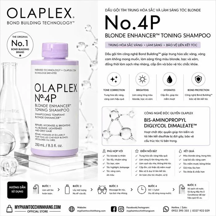 Bộ đôi chăm sóc tóc tím chuyên dụng cho tóc tẩy, tóc sáng màu OLAPLEX No.4P  và OLAPLEX No.5P