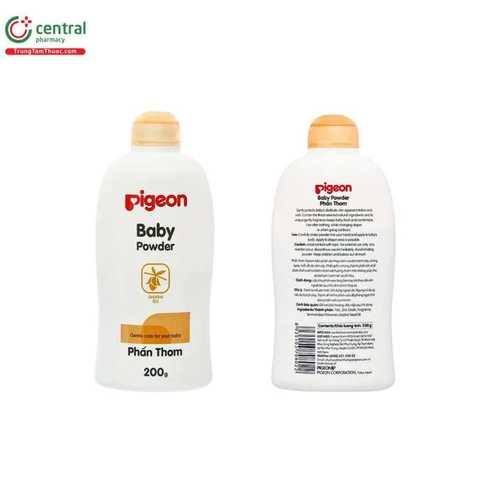 Phấn Thơm Pigeon Baby Powder 200g ngăn ngứa, mẩn đỏ do rôm sảy cho bé