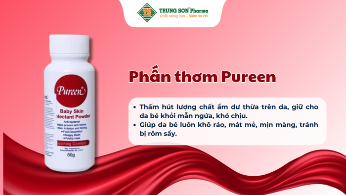 Phấn thơm Pureen bảo vệ da, hút chất ẩm thừa, chống mẫn ngứa cho bé