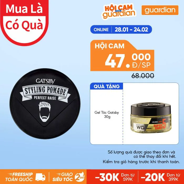 Wax Vuốt Tóc Giúp Giữ Nếp Và Tạo Độ Bóng Cho Tóc Gatsby Pomade Perfect  Raise 75gr