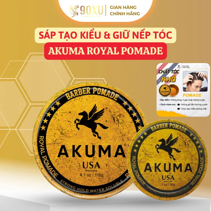 SÁP VUỐT TÓC NAM AKUMA ROYAL POMADE – GIỮ NẾP CHUẨN BARBER, BÓNG MƯỢT PHONG  CÁCH QUÝ ÔNG