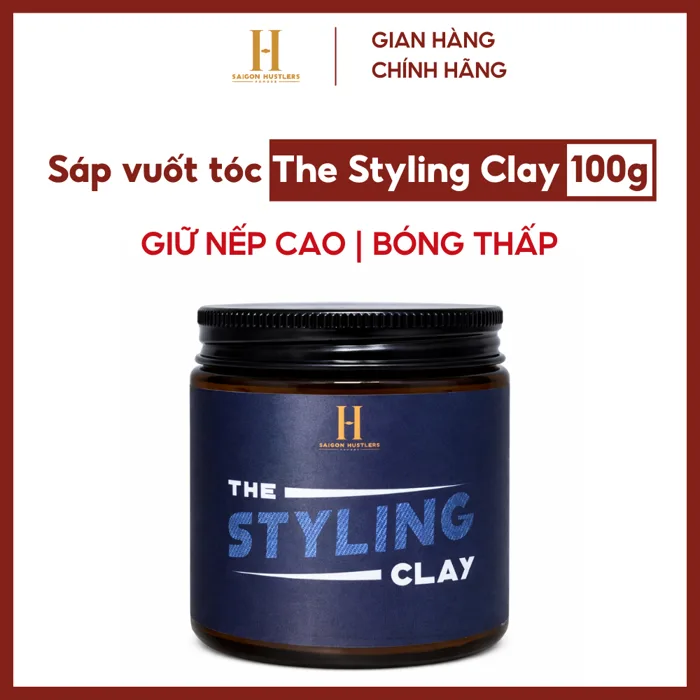 Sáp vuốt tóc nam Saigon Hustlers Pomade - Styling Clay 100g, Giữ Nếp Cứng,  Bóng Thấp, Tạo Phồng Tóc