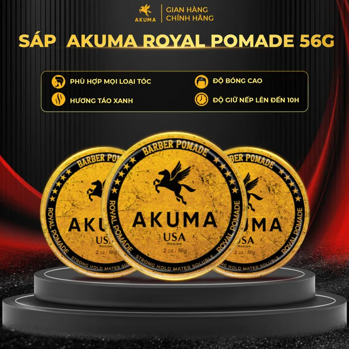 Sáp vuốt tóc nam AKUMA ROYAL POMADE 56g