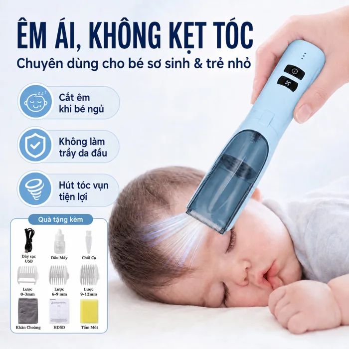 Tông Đơ Cắt Tóc Cho Bé Tông Đơ Cắt Tóc Cao Cấp Cho Bé Và Gia Đình Có Động  Cơ Kép Lực Hút Tóc Mạnh Tông đơ cắt tóc êm ái
