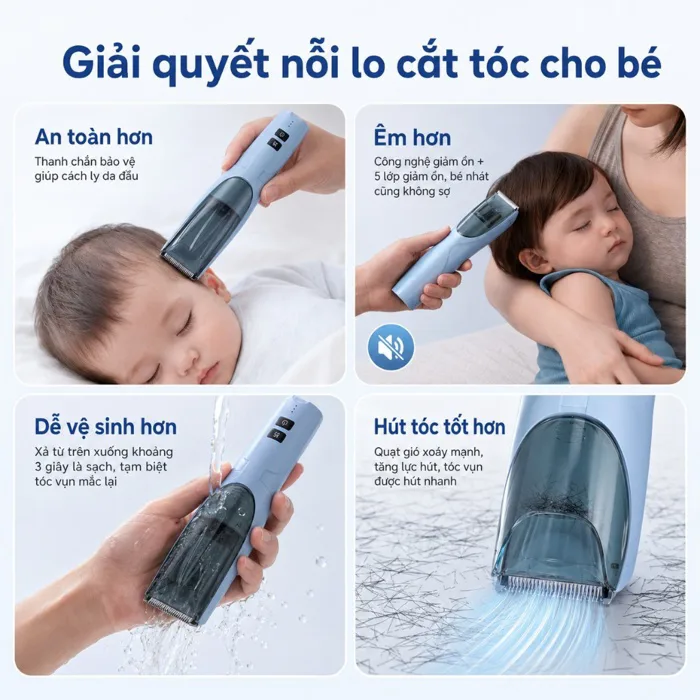 Tông Đơ Cắt Tóc Cho Bé Tông Đơ Cắt Tóc Cao Cấp Cho Bé Và Gia Đình Có Động  Cơ Kép Lực Hút Tóc Mạnh Tông đơ cắt tóc êm ái