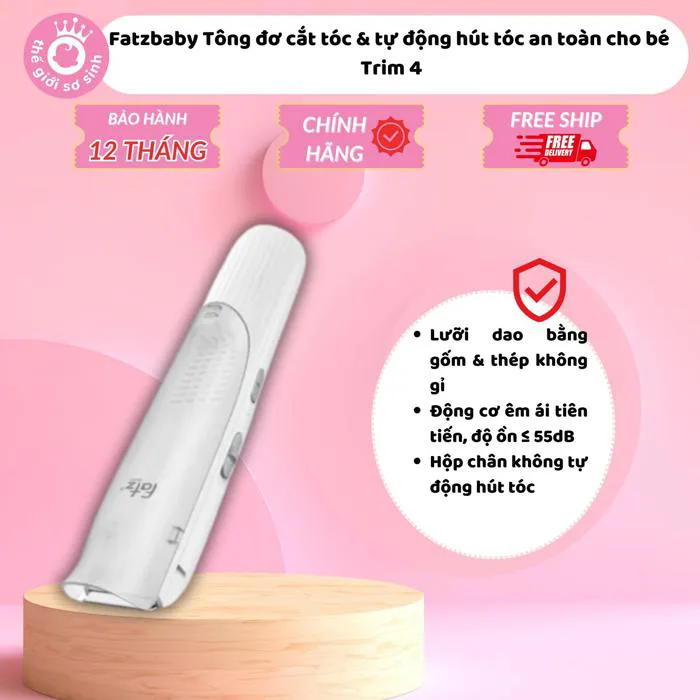 Fatzbaby Tông đơ cắt tóc & tự động hút tóc an toàn cho bé Trim 4 / Bảo hành  1 năm - Thế Giới Sơ Sinh