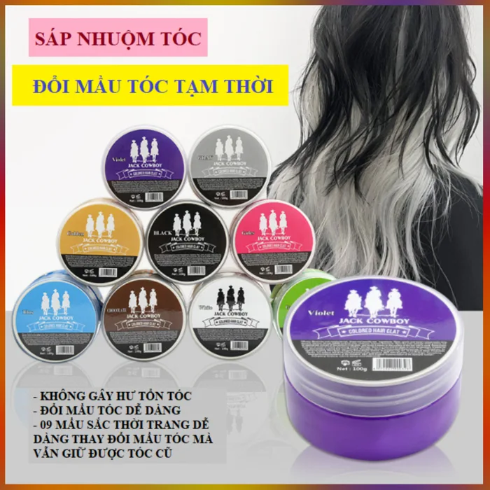 Sáp Nhuộm Tóc Đổi Mầu Tóc Tạm Thời JackCowboy 100Ml 09 Mầu Sắc Thời Thượng