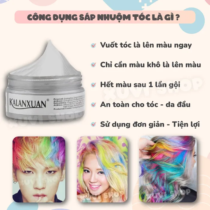 Sáp Vuốt Tóc Đổi Màu Xám Khói I Bạc Nhuộm Tóc Tạm Thời KALANXUAN Wax Đổi