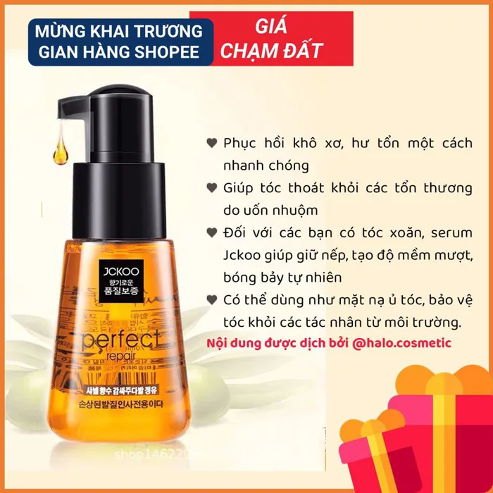 Dầu dưỡng tóc tinh chất serum dưỡng tóc nam nữ khô xơ, uốn, nhuộm Perfect  Jckoo