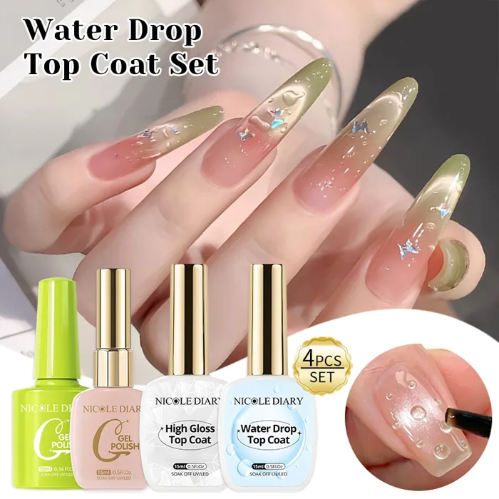 Mùa hè Mới Thả Gel Top Coat Trong Suốt Đa Năng Giọt Nước Gel Sơn Móng Tay  Có Độ Bóng Cao Top Coat 3D Trong Suốt Nước Giọt Hiệu Ứng