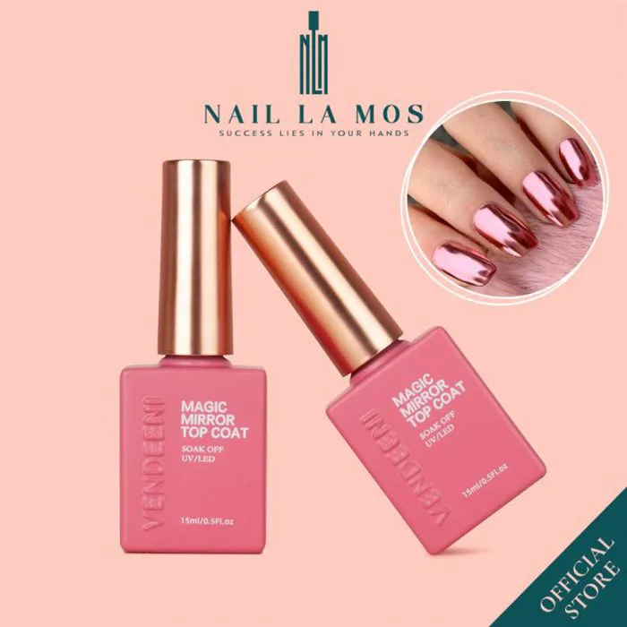 Top bóng chà tráng gương Vendeeni chính hãng 15ml - Sơn gel top coat bám  bột tráng gương bền màu móng nail chuyên dụng