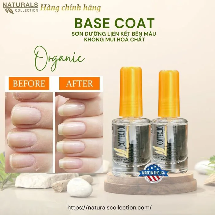 Sơn Lót Móng Tay Base Coat USA NATURALS COLLECTION Liên Kết Bền Màu Thành  Phần Hữu Cơ Không Mùi Hóa Chất - 7.5ml