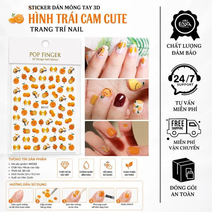 Sticker Dán Móng Tay 3D Pop Finger Nhiều Mẫu Hoa Trái Cây Hoạt Hình Trang Trí Nail