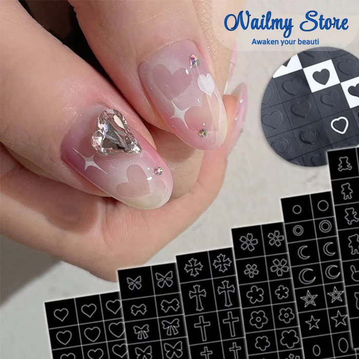 Sticker dán móng, sticker nail, miếng dán móng tay 3D nail sticker (Ombre trong suốt) | Shopee Việt Nam