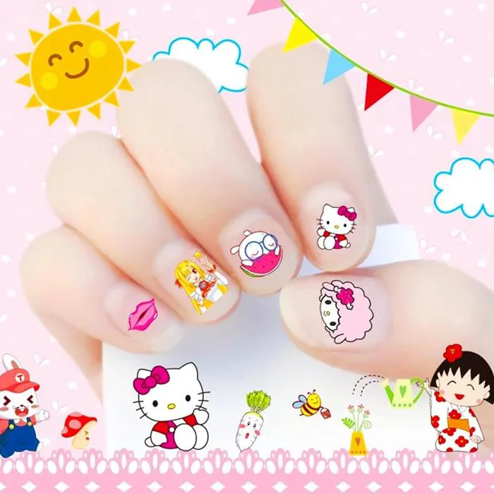 Dán móng tay 3D cao cấp cho bé BBShine, Set sticker dán móng cho bé họa tiết hoạt hình nhiều màu sắc tươi sáng – J007