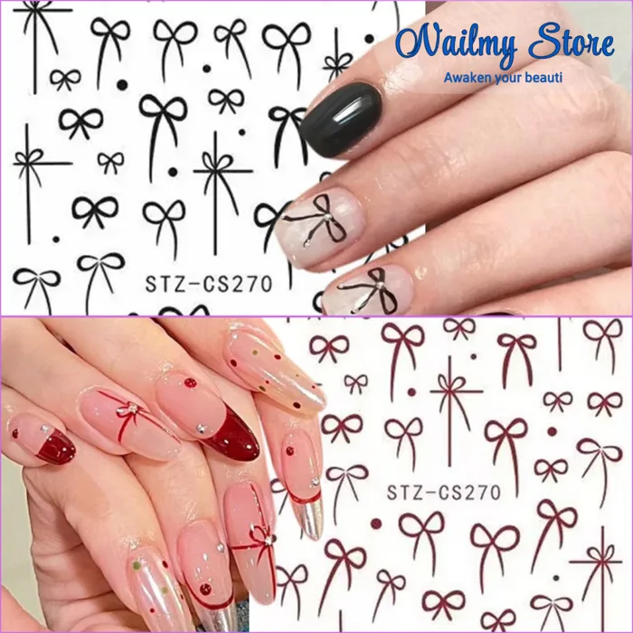 Sticker dán móng, sticker nail, miếng dán móng tay 3D nail sticker mã nơ rẻ CS270
