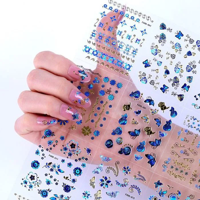 Set 10 tấm decal dán móng (khoảng 30 hình/tấm) - sticker trang trí móng nail màu