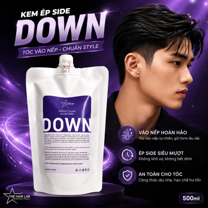 Thuốc Ép Side tóc nam DOWN PERM PILAP chuyên nghiệp, an toàn, không xót,  hiệu quả nhanh túi 500ml