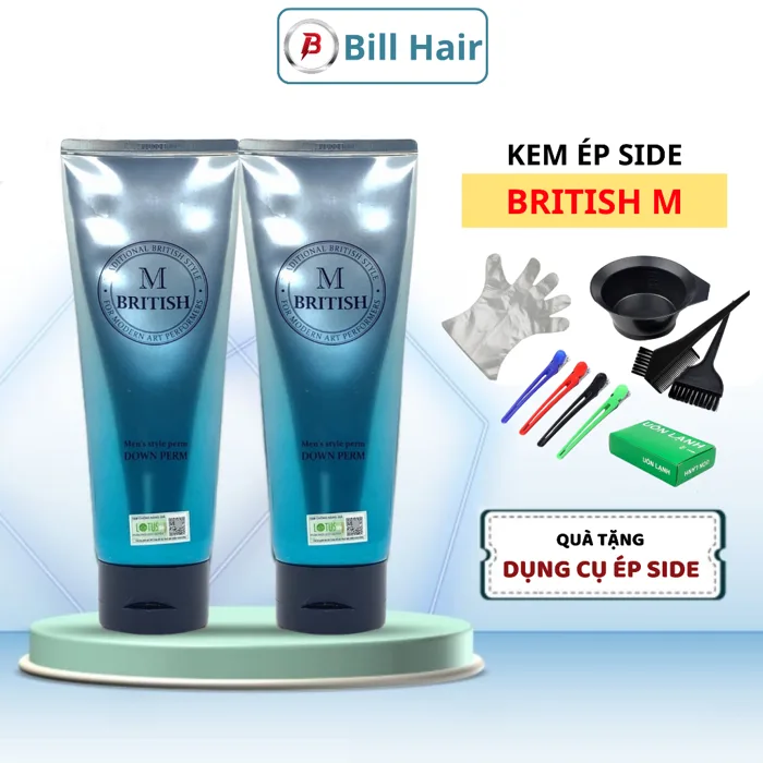 Thuốc ép Side tóc nam BRITISH M Men's Style Down Perm, kem ép side tóc nam  chuyên nghiệp chai 120gr
