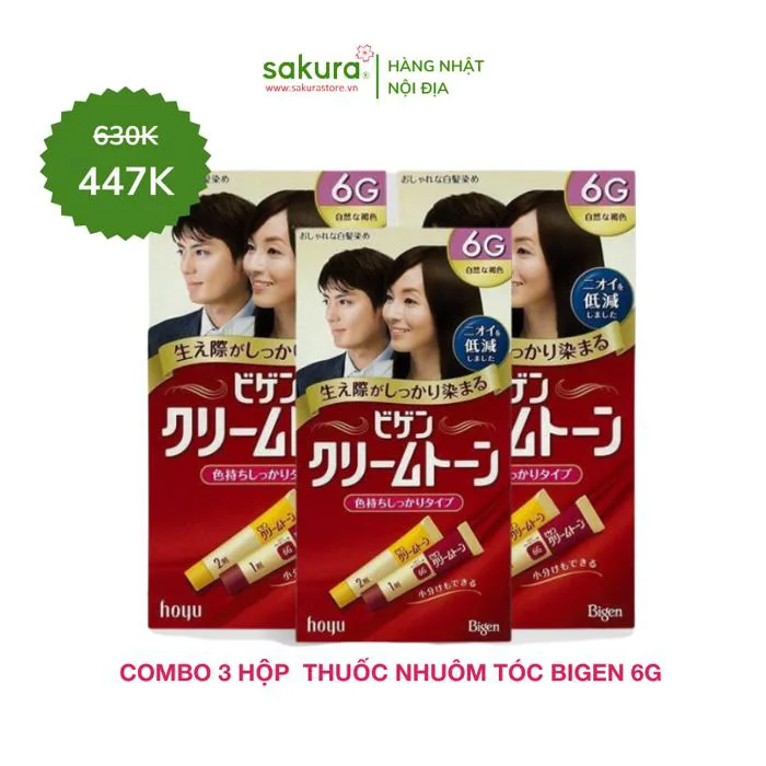 Combo 3 Hộp Nhuộm Tóc Thảo Dược Bigen 6G Nhật Bản ( Đen Tự Nhiên)