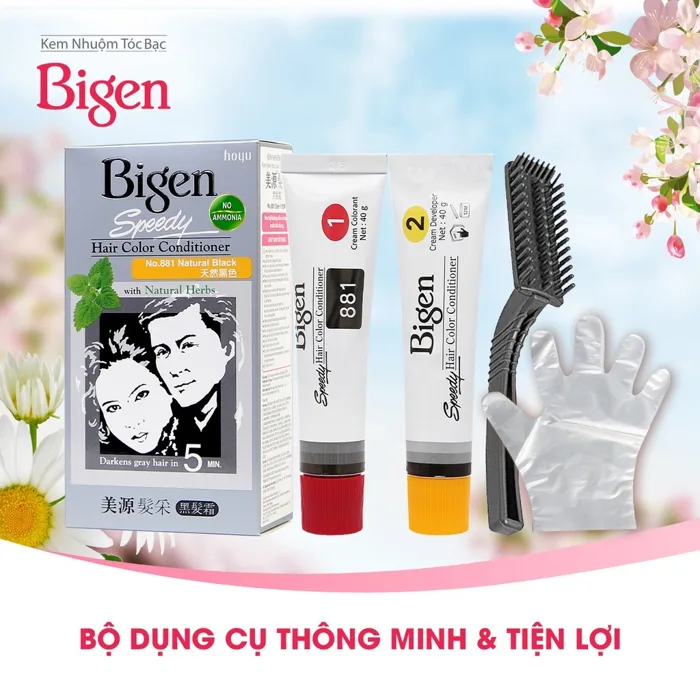 Thuốc Nhuộm Tóc Bigen Phủ Bạc Dạng Kem 881 Đen Tự Nhiên 80ml | Hasaki.vn