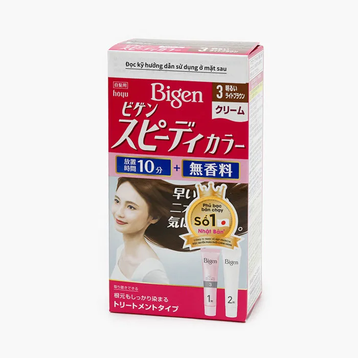 Kem nhuộm tóc phủ bạc Nhật Bản Bigen Speedy Color Cream 3 Nâu nhạt