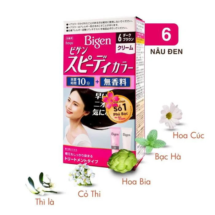 Nhuộm Phủ Bạc Nội Địa Nhật Bigen Nhật 6 - Nâu Đen
