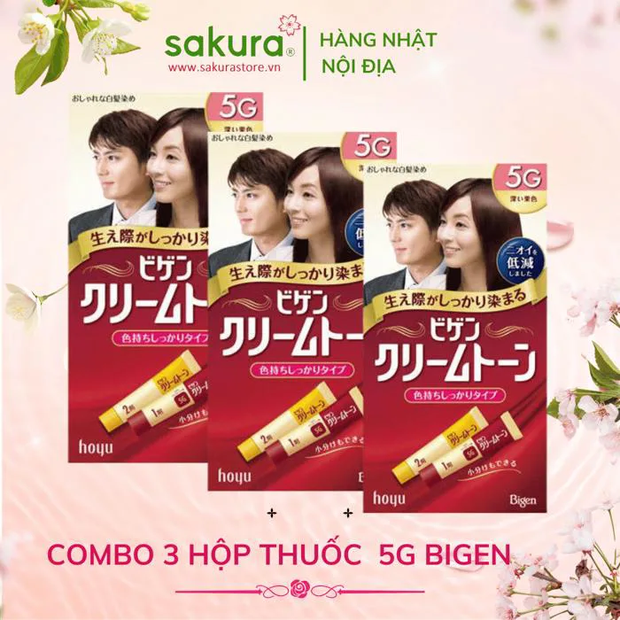 Combo 3 Hộp Thuốc Nhuộm Tóc Thảo Dược Bigen 5G Nhật Bản ( Nâu Đen) - Hàng  nhật nội địa