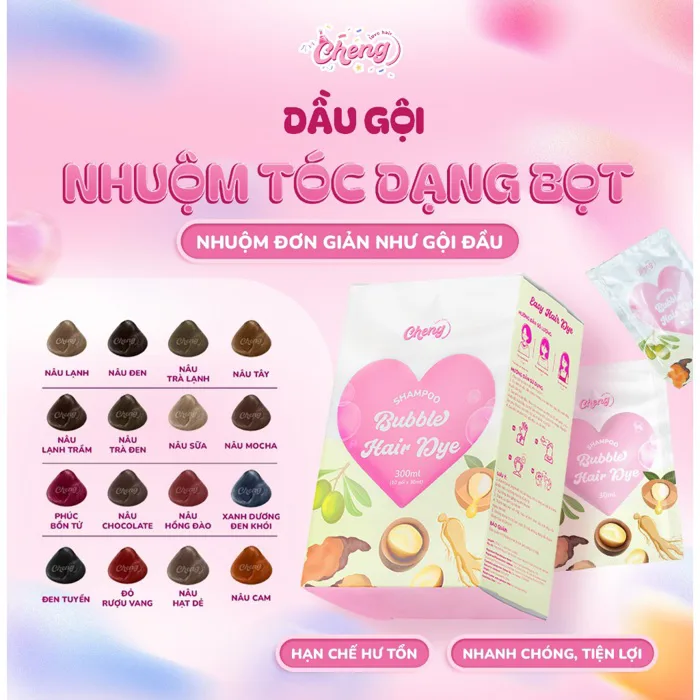 Dầu gội nhuộm tóc tạo bọt, Thuốc nhuộm tóc dạng bọt chiết xuất thiên nhiên  | Chenglovehair, Chenglovehairs | Shopee Việt Nam