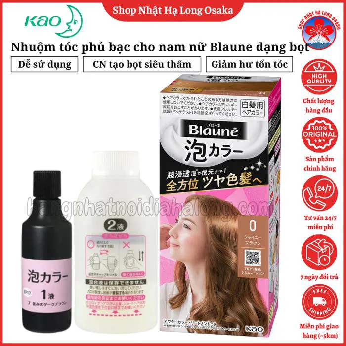 NHUỘM TÓC PHỦ BẠC CHO NAM NỮ KAO BLAUNE DẠNG BỌT ĐỦ MÀU