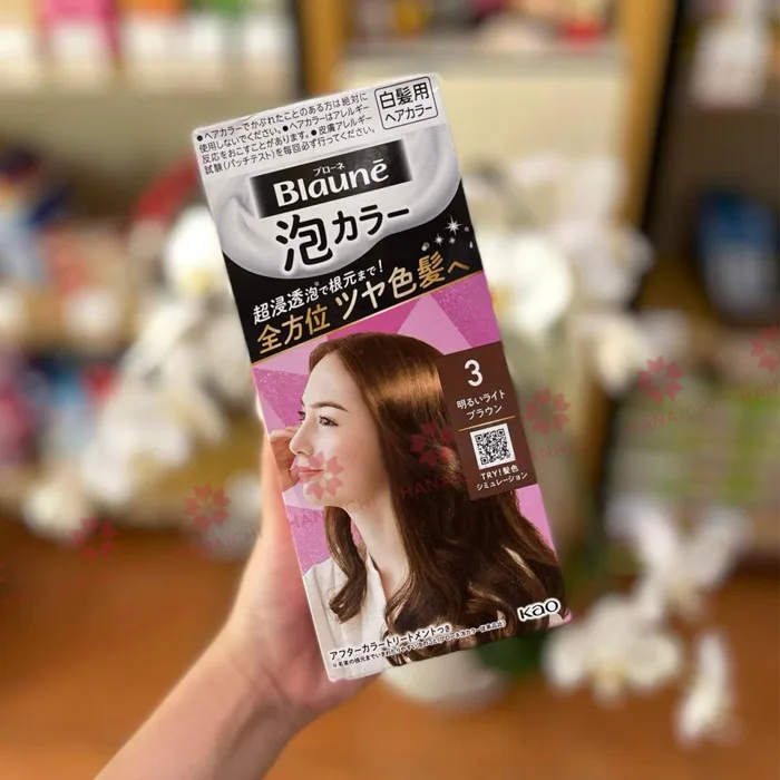 Thuốc nhuộm tóc phủ bạc tạo bọt Kao Blaune - màu 3 - Hanaichi Store