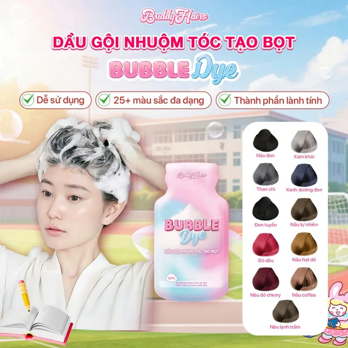 Dầu gội nhuộm tóc tạo bọt, thuốc nhuộm tóc tạo bọt Bubble Dye 25+ màu nhuộm  đa dạng chiết xuất lành tính | Buddyhairs | Shopee Việt Nam