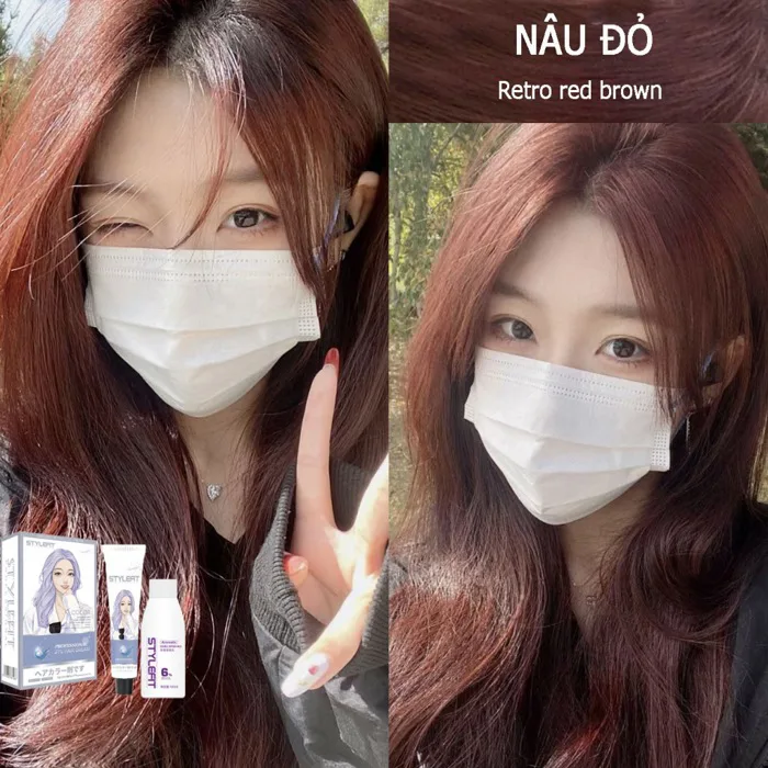 Thuốc nhuộm tóc Nâu Hồng,Thuốc nhuộm màu nâu tốt,Gửi một loạt các dụng cụ  nhuộm tóc gia đình