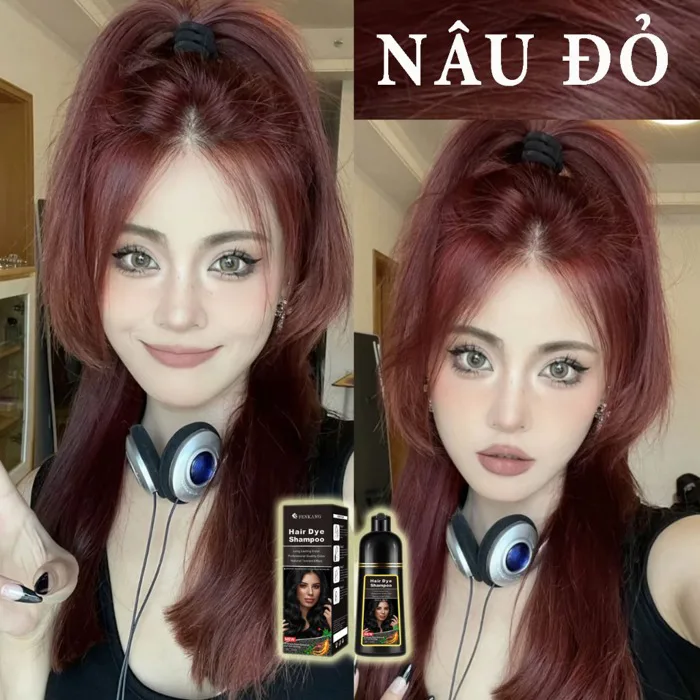 Thuốc nhuộm tóc Nâu Hồng,Thuốc nhuộm màu nâu tốt,Gửi một loạt các dụng cụ  nhuộm tóc gia đình