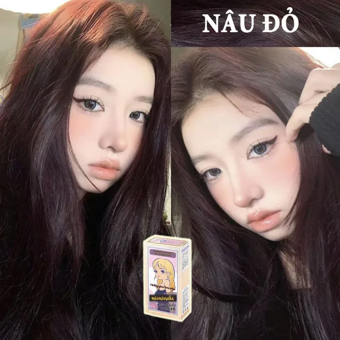 Thuốc nhuộm tóc Nâu Hồng,Thuốc nhuộm màu nâu tốt,Gửi một loạt các dụng cụ  nhuộm tóc gia đình
