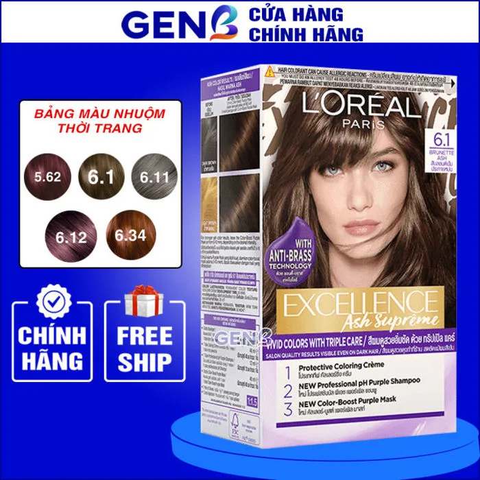 Thuốc Nhuộm Tóc Loreal CHÍNH HÃNG Màu Thời Trang Đủ Màu - Thuốc Nhuộm Tóc  Tại Nhà Loreal Nâu Lạnh Xám Khói Tím Trà Nâu Đồng Cam Nâu Ánh Tím - Nhuộm