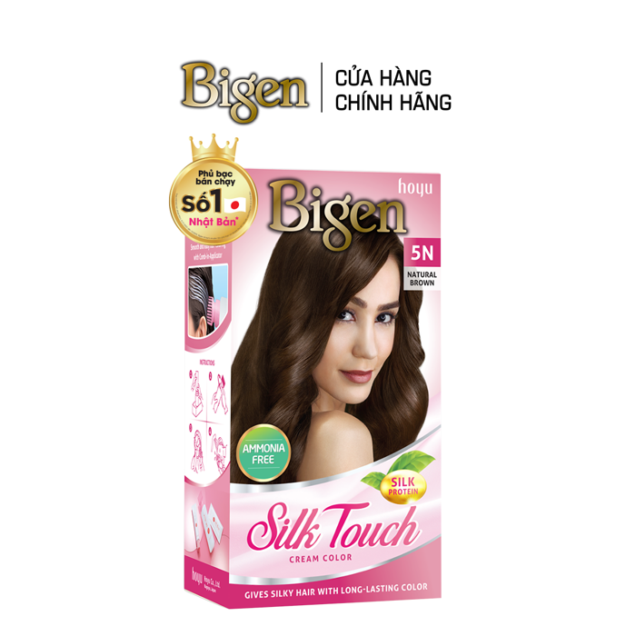Combo 2 Thuốc Nhuộm Tóc Phủ Bạc Tại Nhà Bigen Silk Touch - Phủ Bạc Thảo  Dược, Màu Thời Trang, Dưỡng Tóc Mềm Mượt