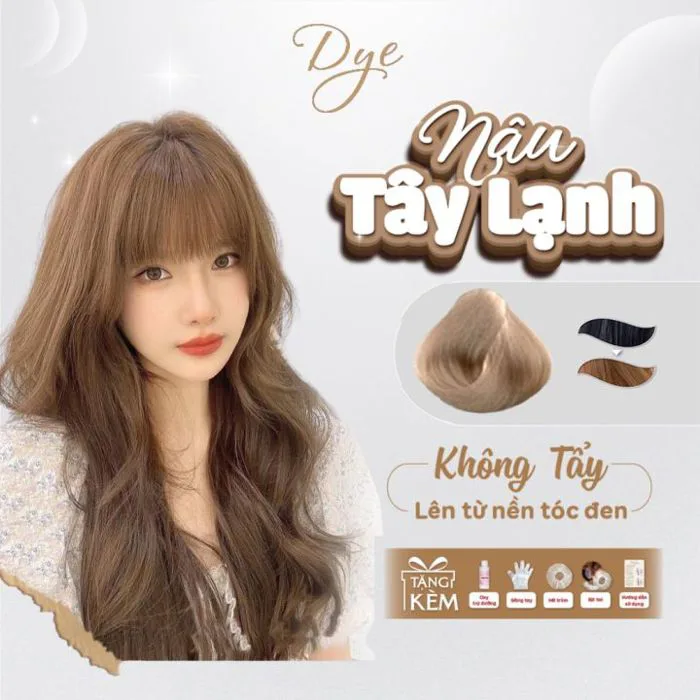 Thuốc nhuộm tóc, thuốc nhuộm tóc tại nhà màu NÂU TÂY LẠNH tặng kèm oxy trợ  dưỡng và bao tay | Lazada Việt Nam