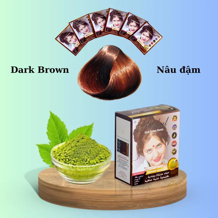 Bột Nhuộm Tóc thảo dược Herbul Henna - màu Nâu sậm (Dark Brown)