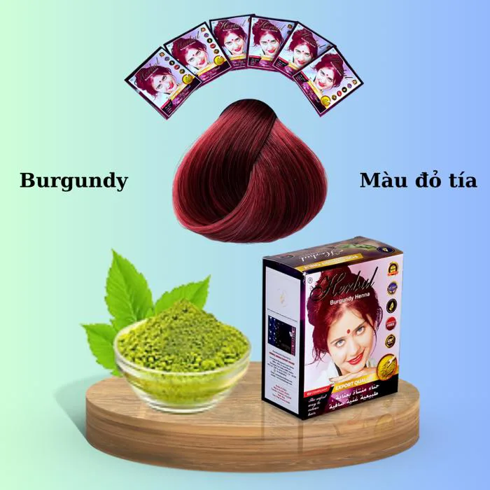 Bột Nhuộm Tóc thảo dược Herbul Henna - màu Đỏ tía (Burgundy)
