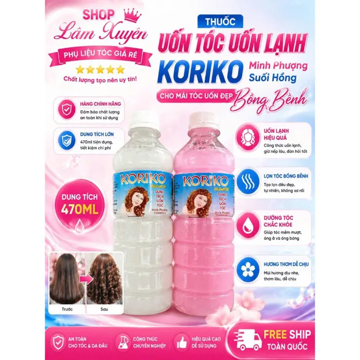 Thuốc Uốn Tóc Uốn Lạnh Koriko Minh Phượng Suối Hồng 470ml Cho Mái Tóc Uốn Đẹp nhanh xoăn bồng bềnh | Shopee Việt Nam