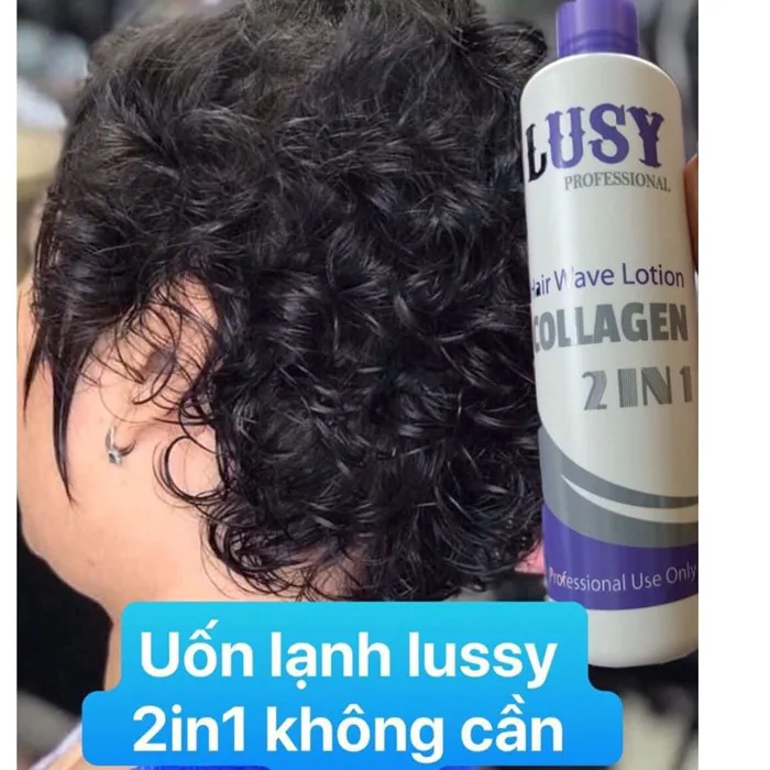 Thuốc uốn lạnh Lusy Collagen không cần dập 500ml AZ008 ,thuốc uốn tóc tại nhà, tặng kẹp càng cua, bịt tai - az008.vn