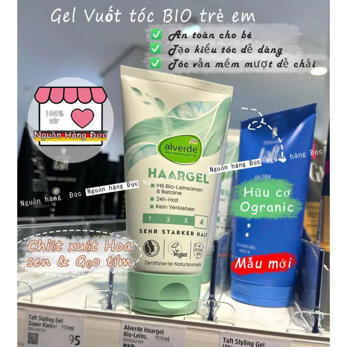 [Mẫu mới] Gel vuốt tóc Hữu cơ cho bé & người lớn tạo kiểu, giữ nếp Alverde  an toàn trẻ em bé trai, bé gái Organic