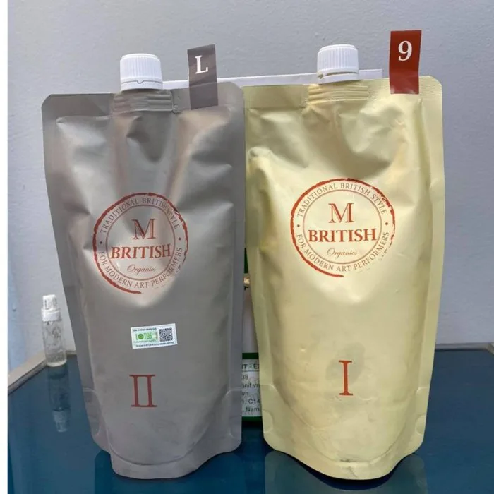 Thuốc duỗi tóc tại nhà hữu cơ organic ép uốn tóc tại salon phục hồi tóc hư  tổn nặng British M Pumkin Enzyme Perm 2x400g