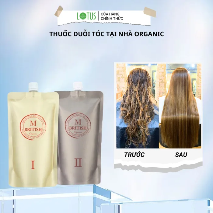 Thuốc duỗi tóc tại nhà hữu cơ organic ép uốn tóc tại salon phục hồi tóc hư  tổn nặng British M Pumkin Enzyme Perm 2x400g