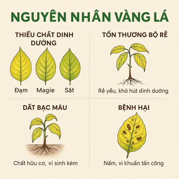 Cây bị vàng lá là thiếu gì? Phân tích nguyên nhân